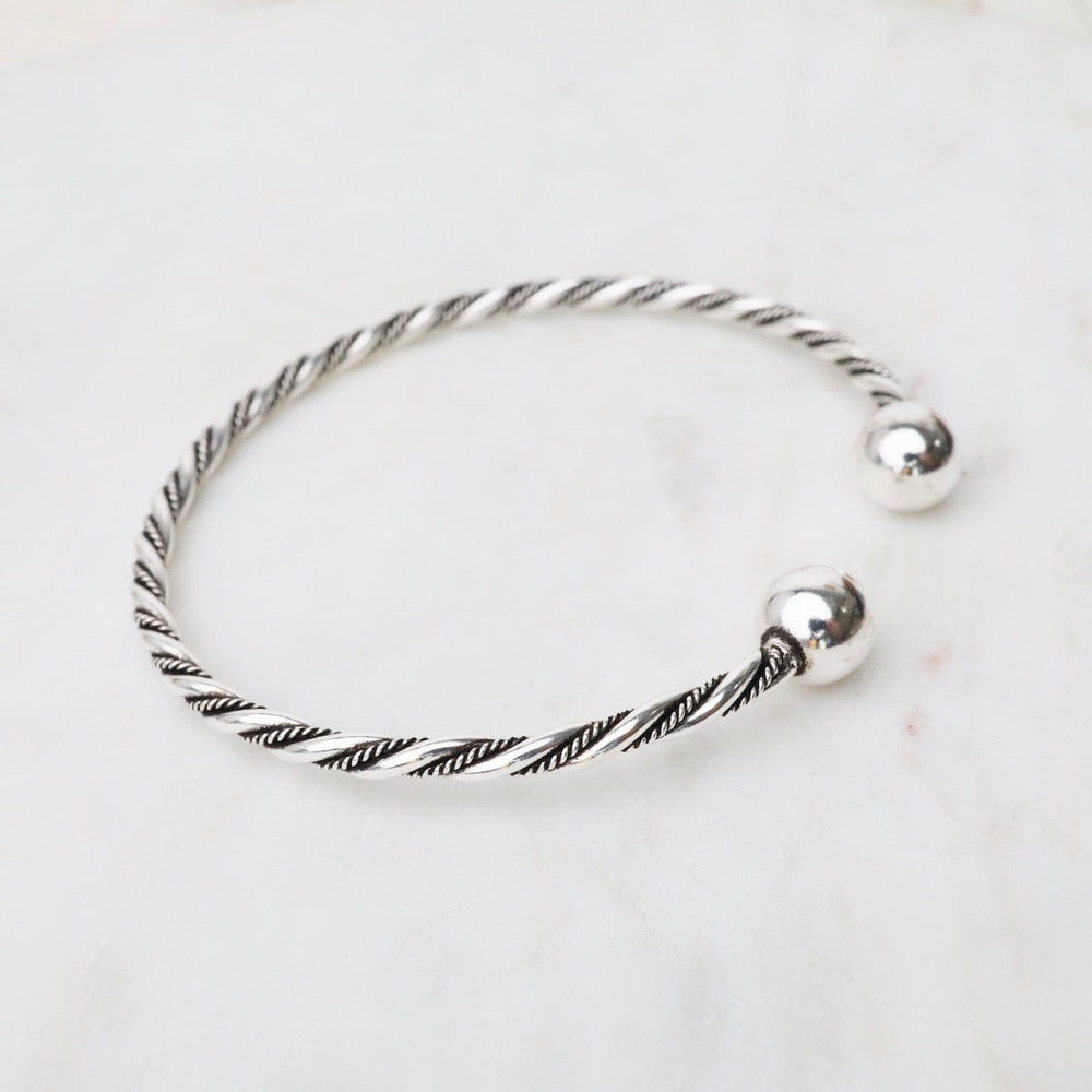 
                  
                    BRC Thin Twisted Dots & Tube with Ball Ends Sterling Silver Cuff
                  
                