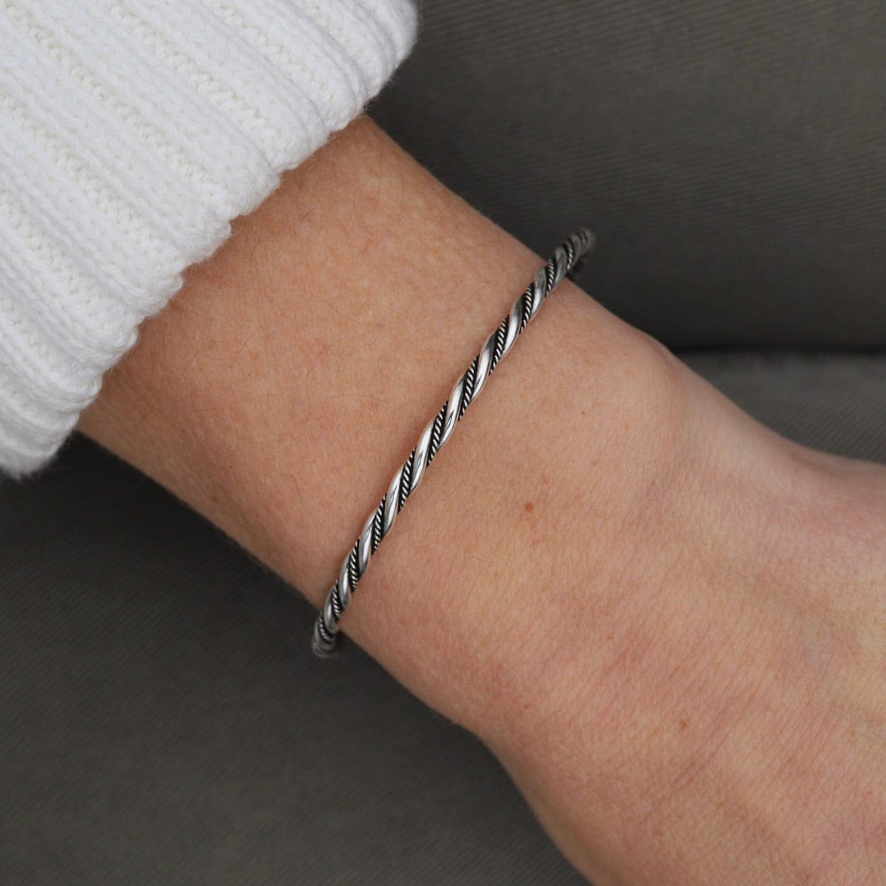 
                  
                    BRC Thin Twisted Dots & Tube with Ball Ends Sterling Silver Cuff
                  
                