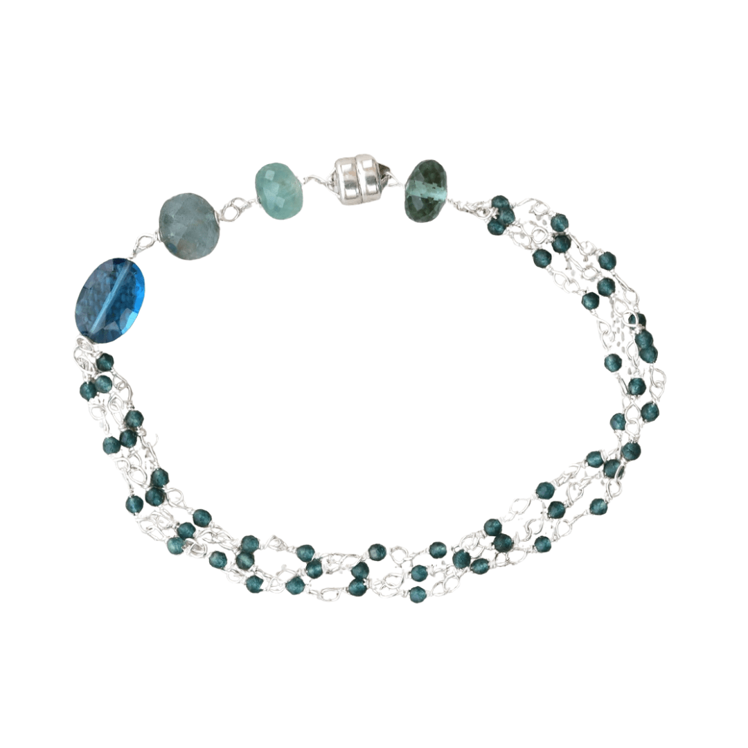 BRC three Strand Blue Quartz Bead Chain Bracelet