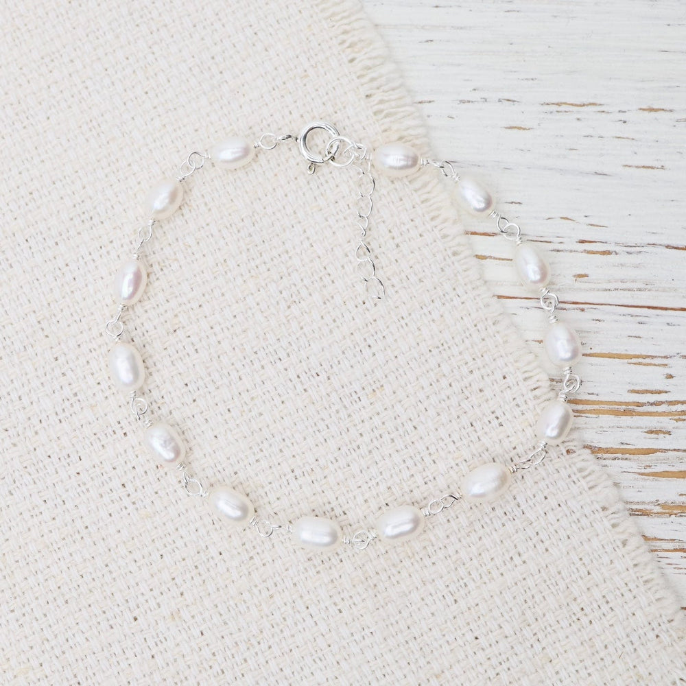 BRC Tied Silver Pearl Bracelet