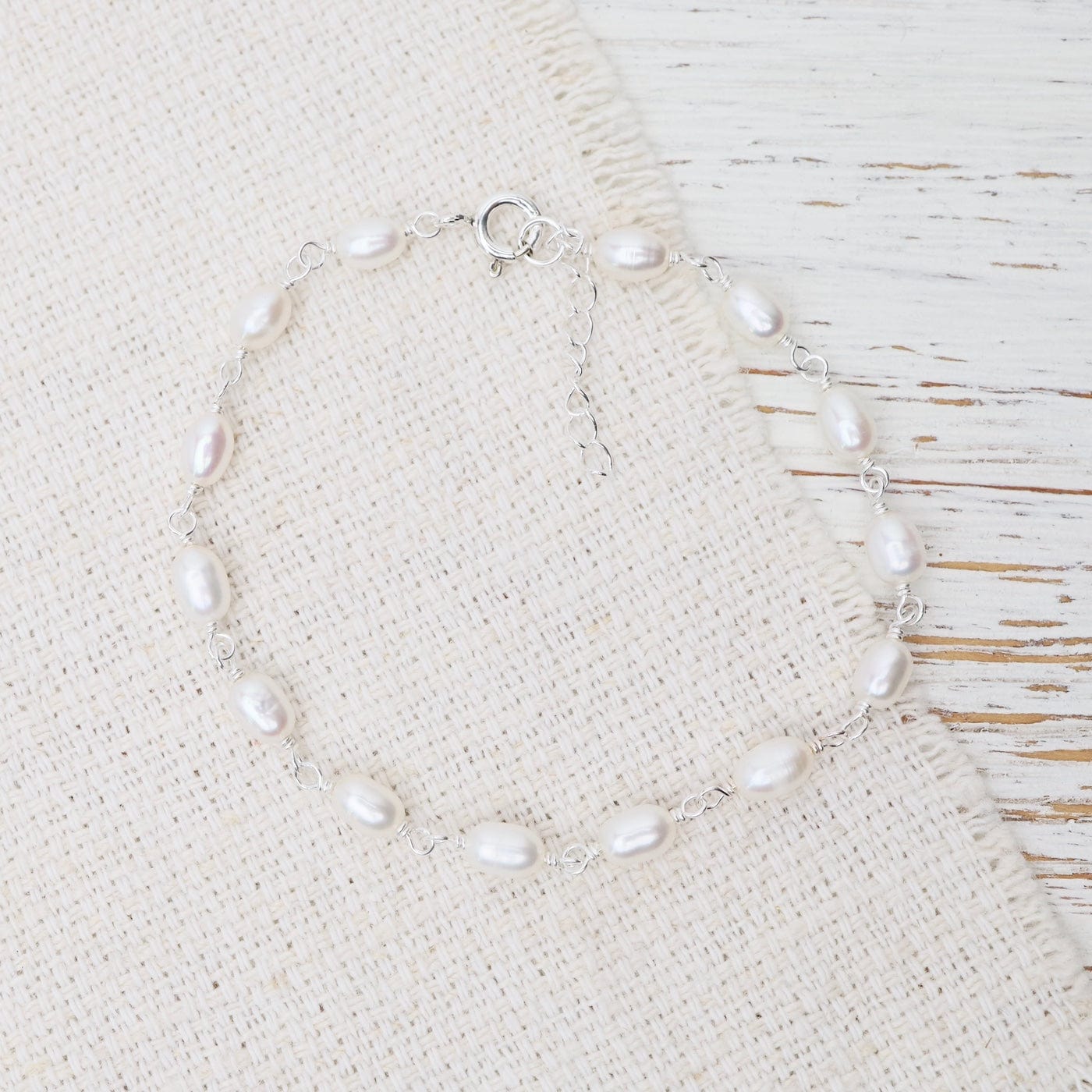 BRC Tied Silver Pearl Bracelet