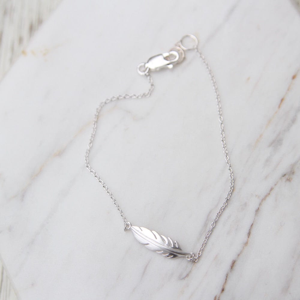 BRC Tiny Feather Bracelet - Brushed Sterling Silver