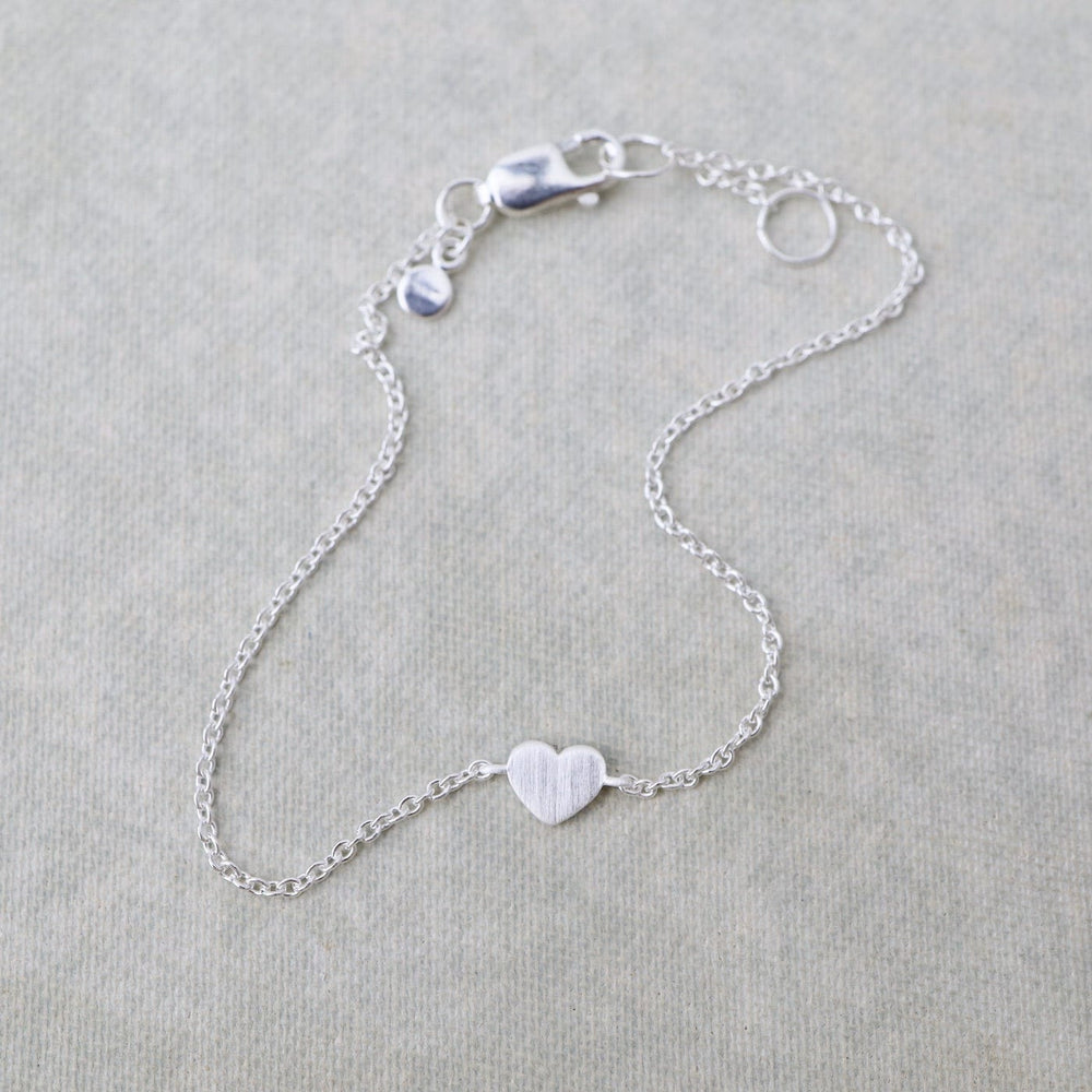 BRC Tiny Heart Bracelet - Brushed Sterling Silver