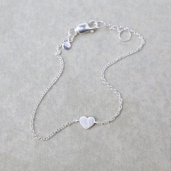 BRC Tiny Heart Bracelet - Brushed Sterling Silver