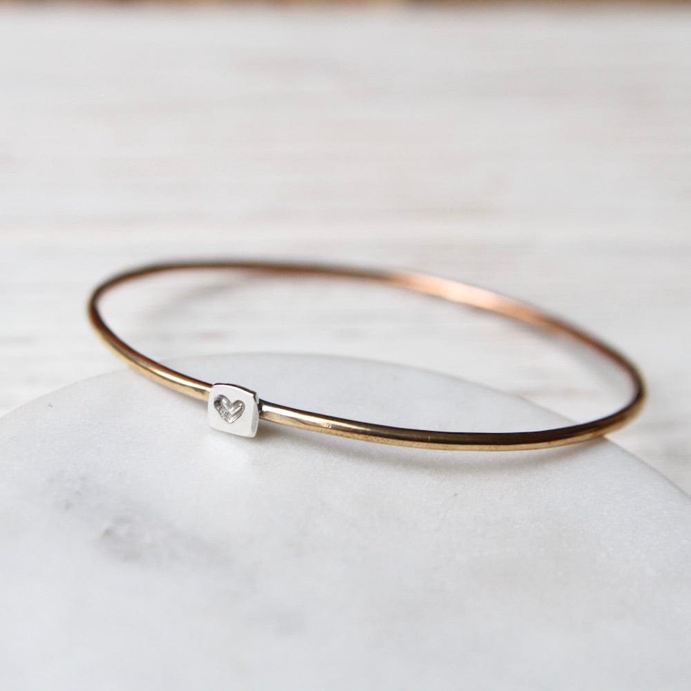 
                      
                        BRC Tiny Heart on Sterling Brass Bangle Bracelet
                      
                    