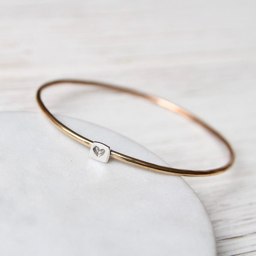 
                      
                        BRC Tiny Heart on Sterling Brass Bangle Bracelet
                      
                    