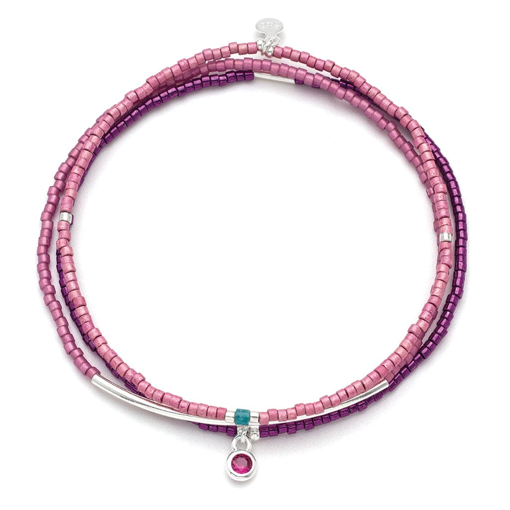 BRC Tonal Chromacolor Miyuki Bracelet Trio - Fuchsia & Silver