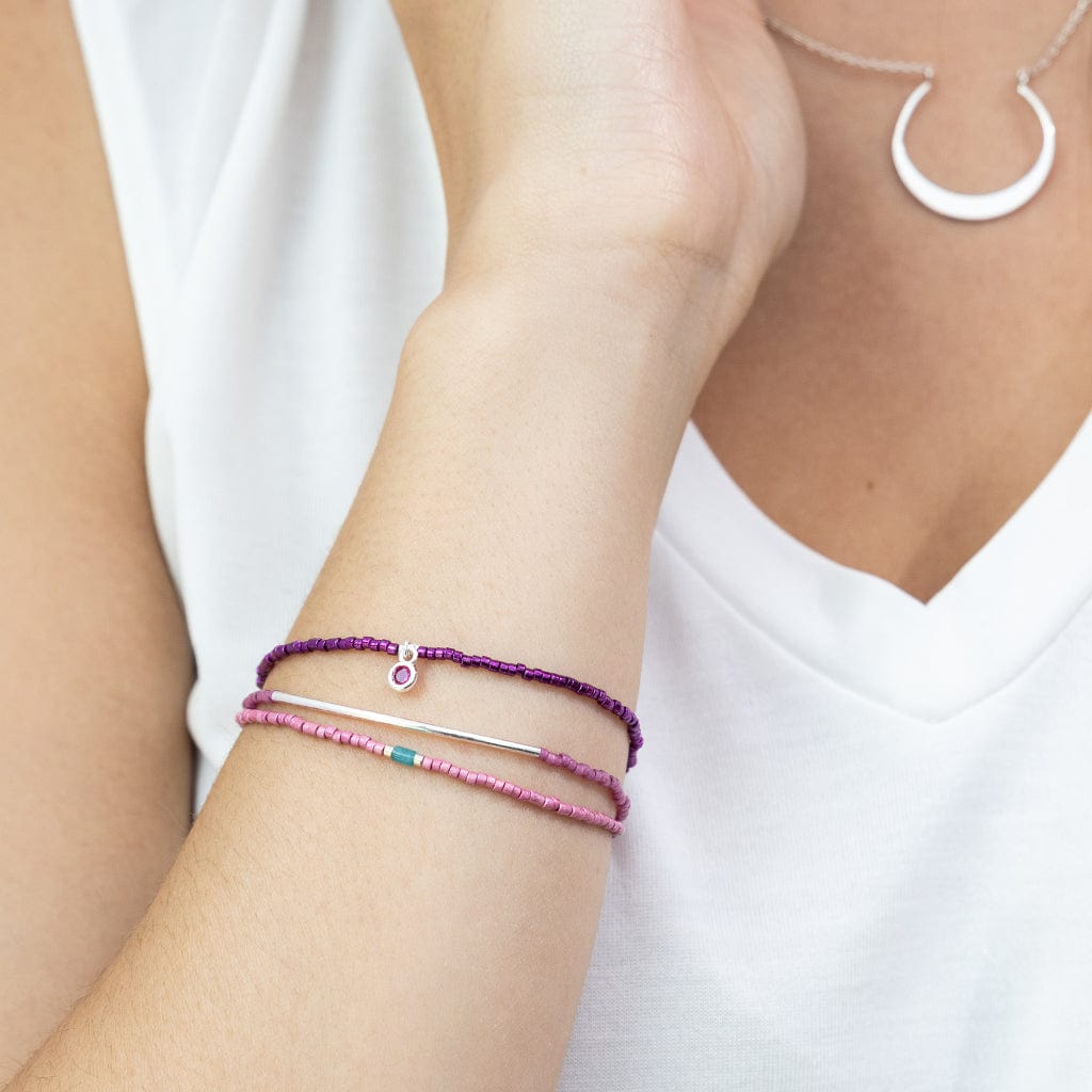 BRC Tonal Chromacolor Miyuki Bracelet Trio - Fuchsia & Silver