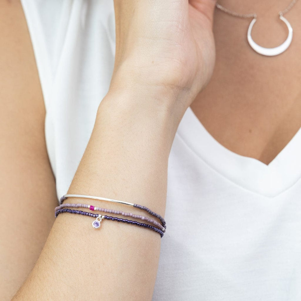 BRC Tonal Chromacolor Miyuki Bracelet Trio - Purple & Silver