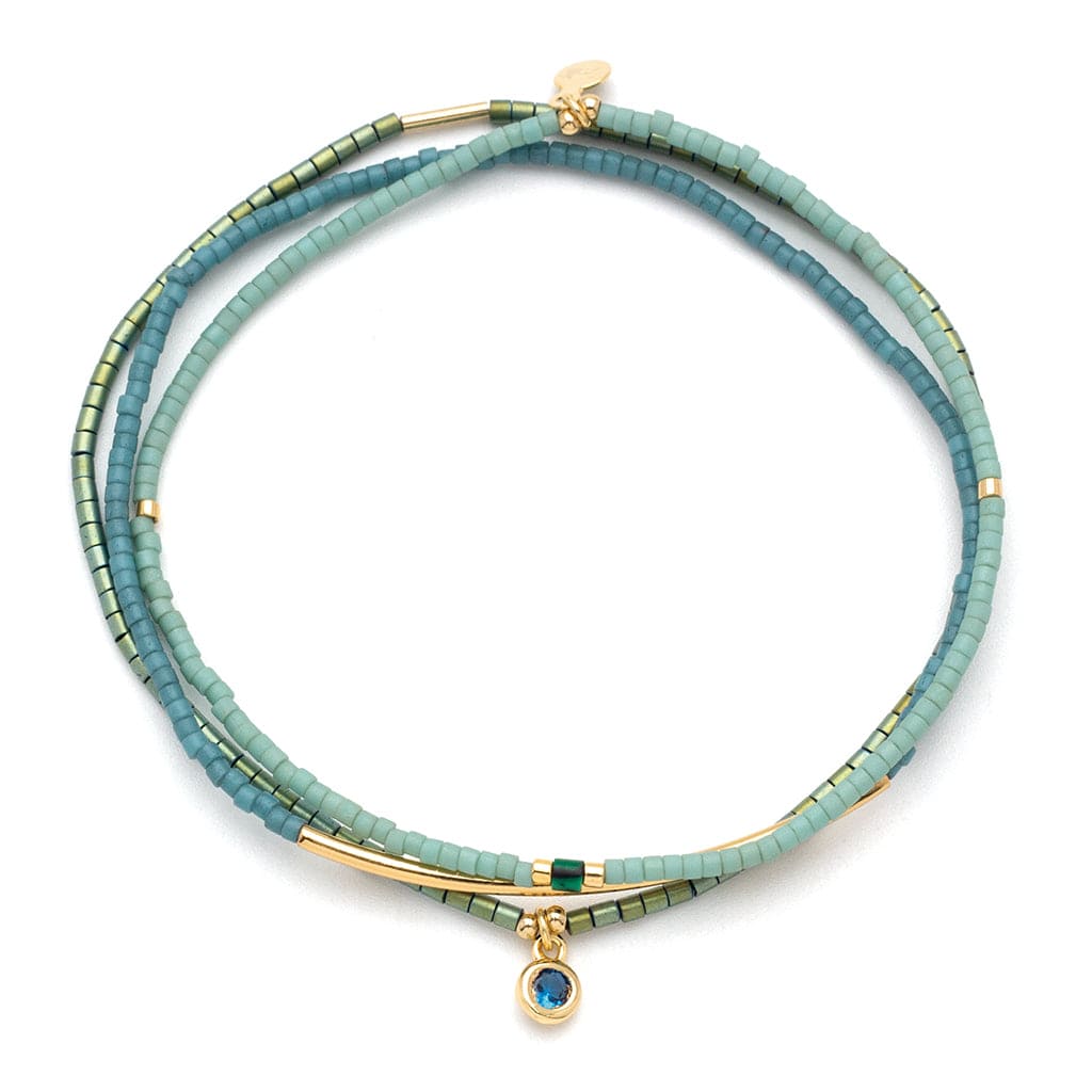 BRC Tonal Chromacolor Miyuki Bracelet Trio - Turquoise & Gold