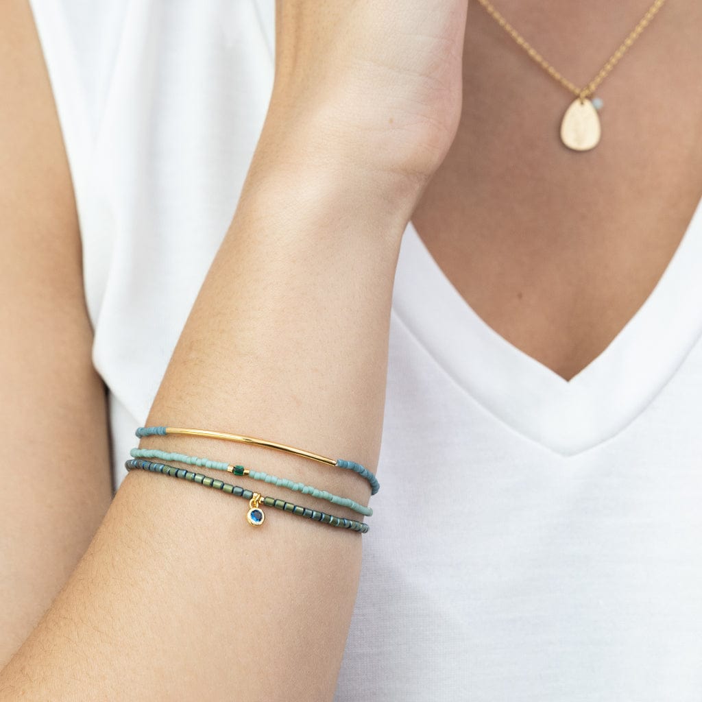 BRC Tonal Chromacolor Miyuki Bracelet Trio - Turquoise & Gold