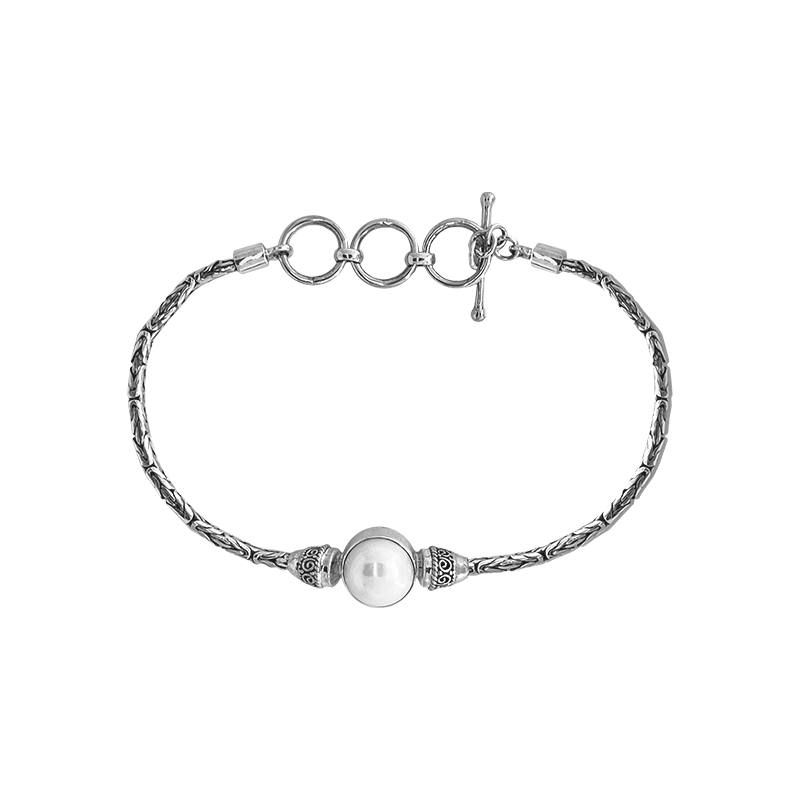 Load image into Gallery viewer, BRC Traditional Silver Link Bracelet with Pearl
