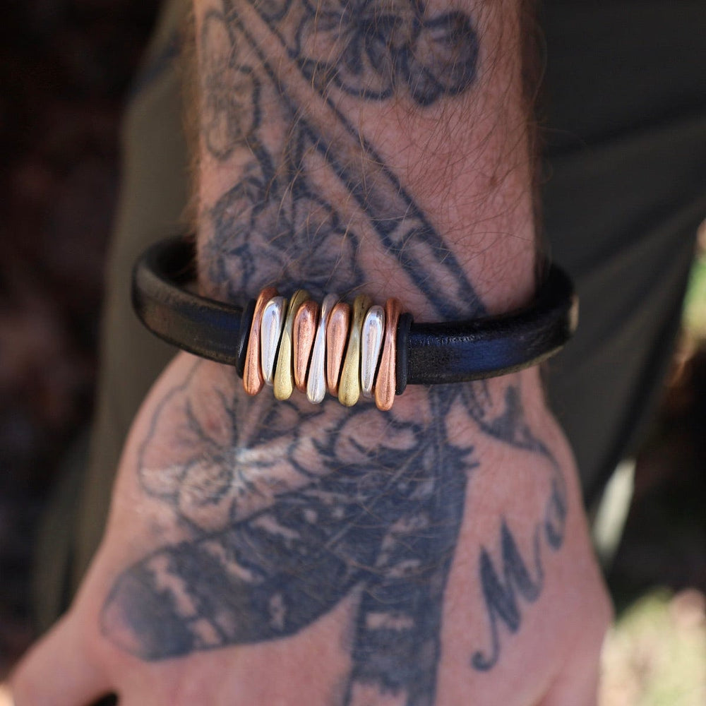 BRC Trident Black Leather Bracelet