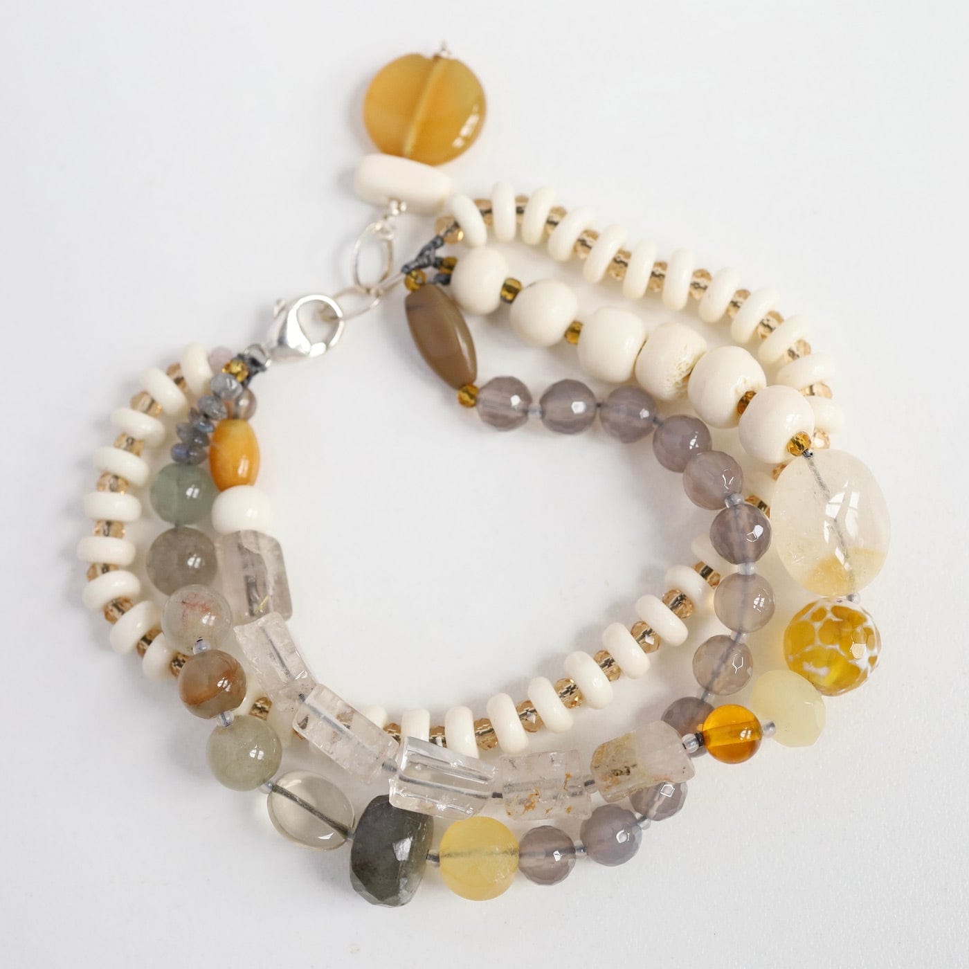 BRC Triple Strand Bone & Labradorite Mix Bracelet