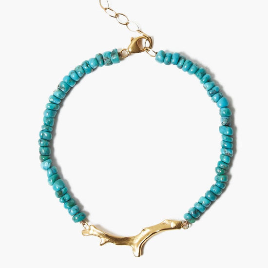 BRC Turquoise Gold Coral Branch Bracelet