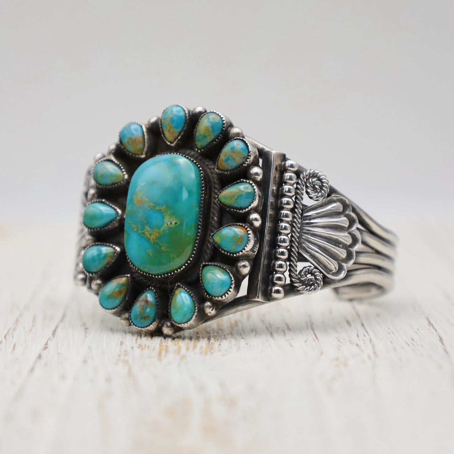 Load image into Gallery viewer, BRC Turquoise Mountain Cluster Cuff Bracelet
