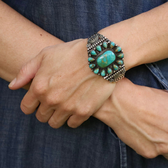 BRC Turquoise Mountain Cluster Cuff Bracelet