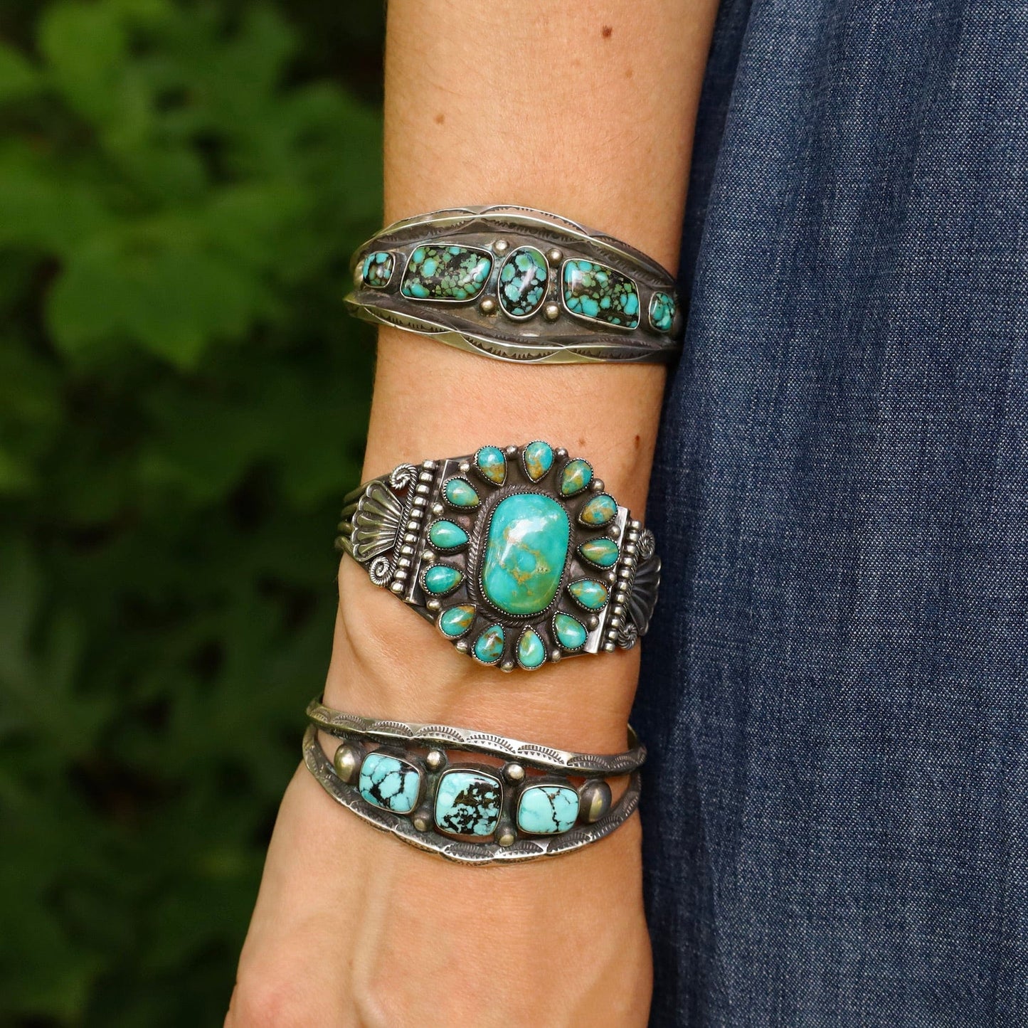 BRC Turquoise Mountain Cluster Cuff Bracelet