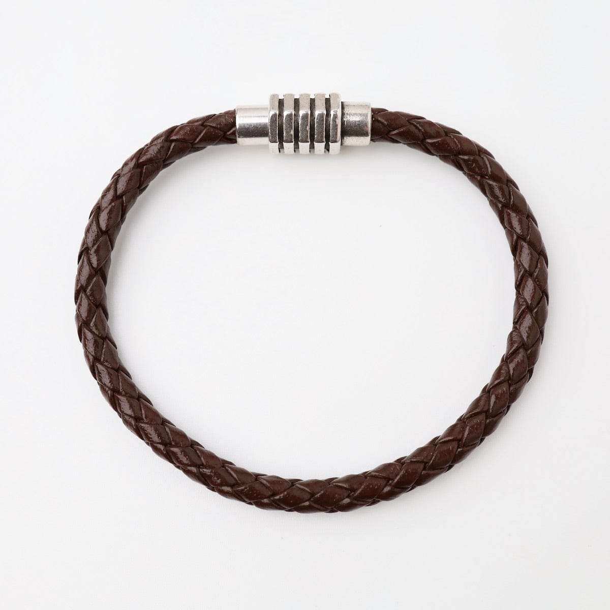 BRC Vintage Braided Brown Leather Bracelet