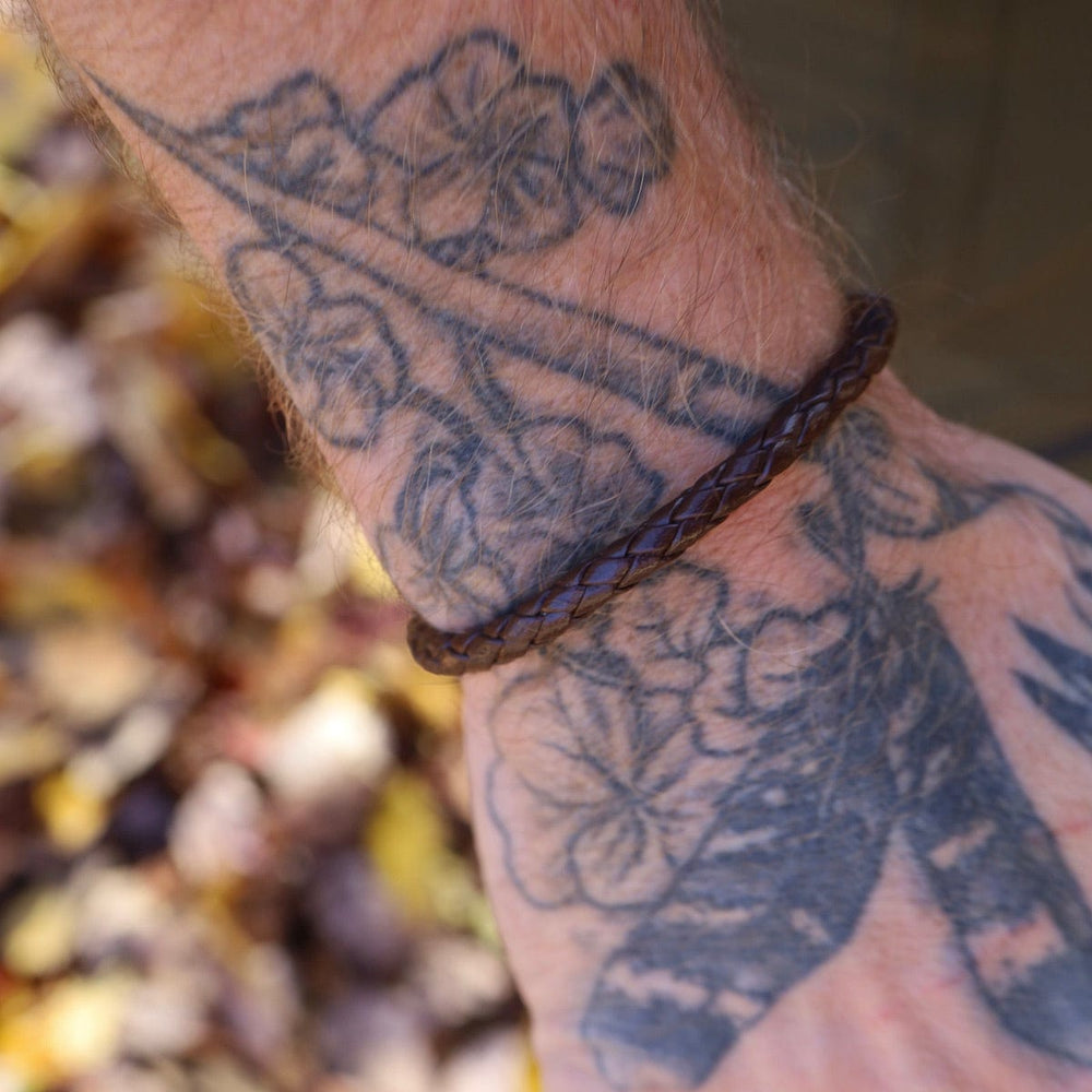 
                  
                    1305 BRC Vintage Braided Brown Leather Bracelet
                  
                