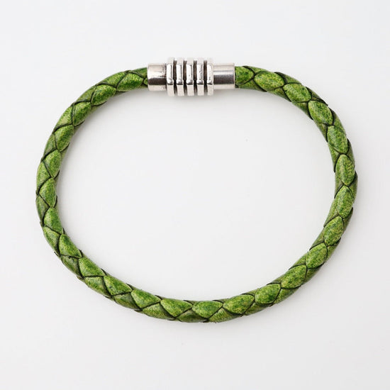 Load image into Gallery viewer, BRC Vintage Braided Green Leather Bracelet
