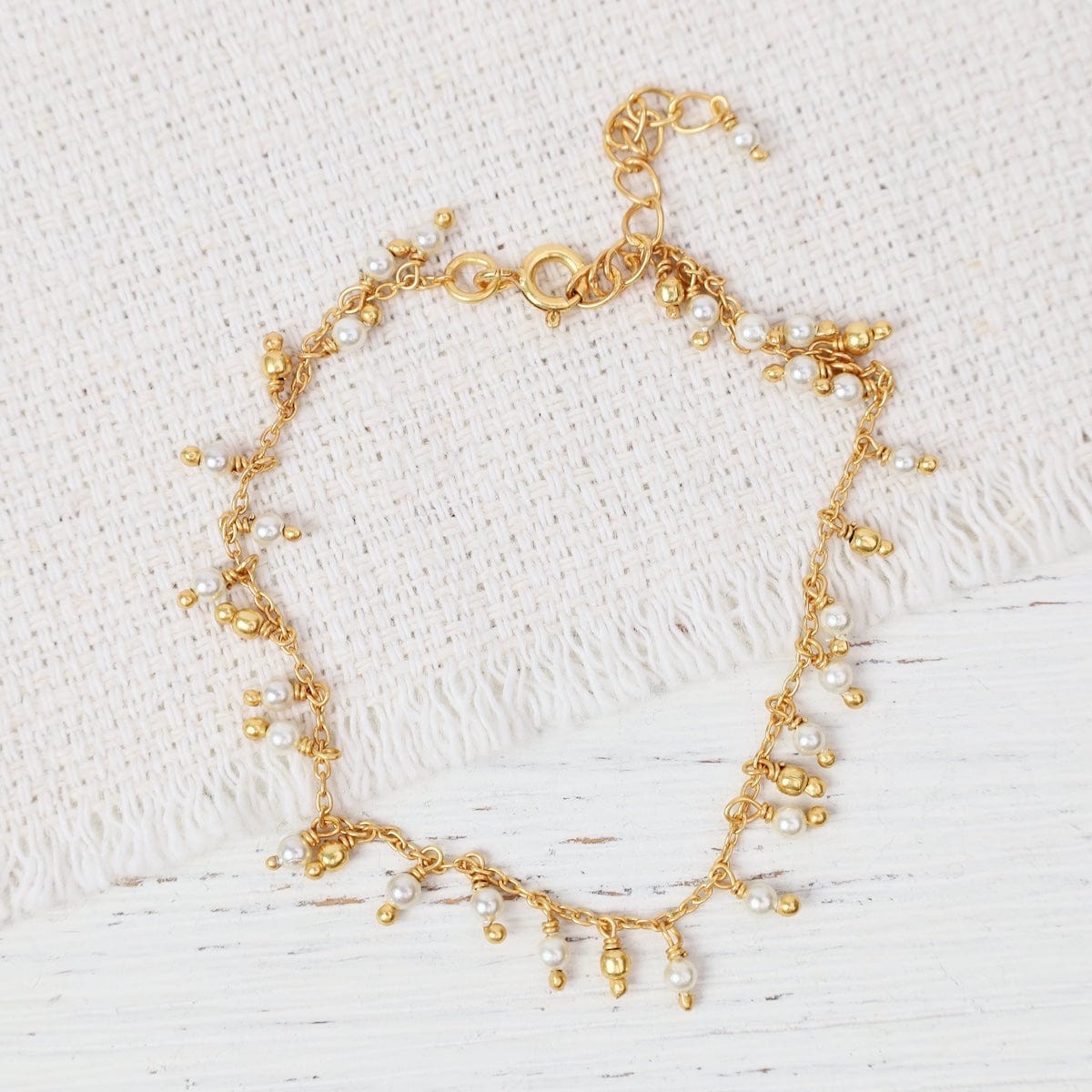 BRC-VRM 18k Gold Vermeil Bracelet with Wired Stone Drops -