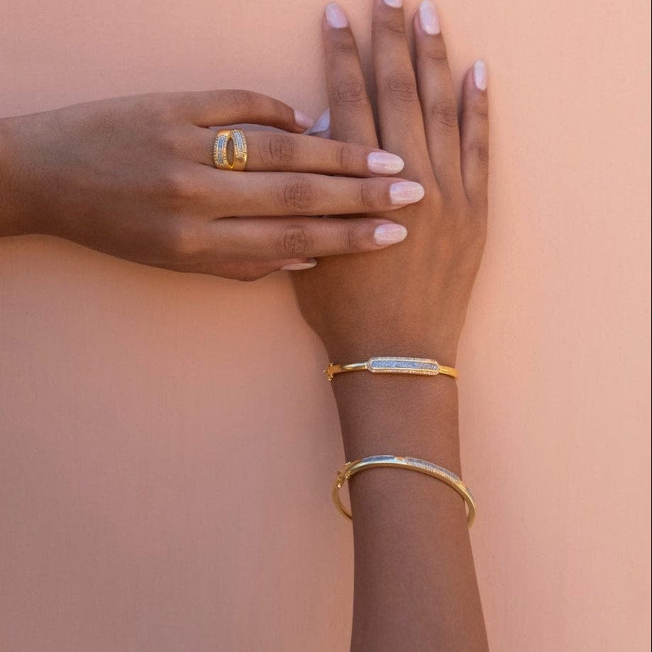 BRC-VRM Beeja Pave Diamond Gold Vermeil Bangle Bracelet