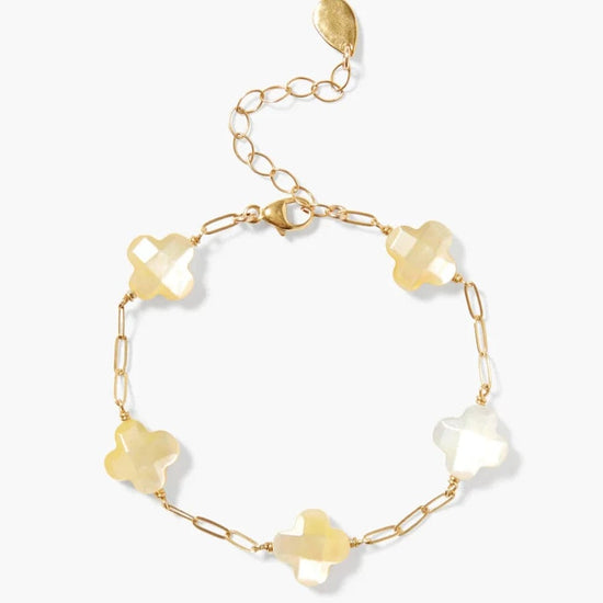 BRC-VRM Clover Yellow Mother of Pearl Bracelet