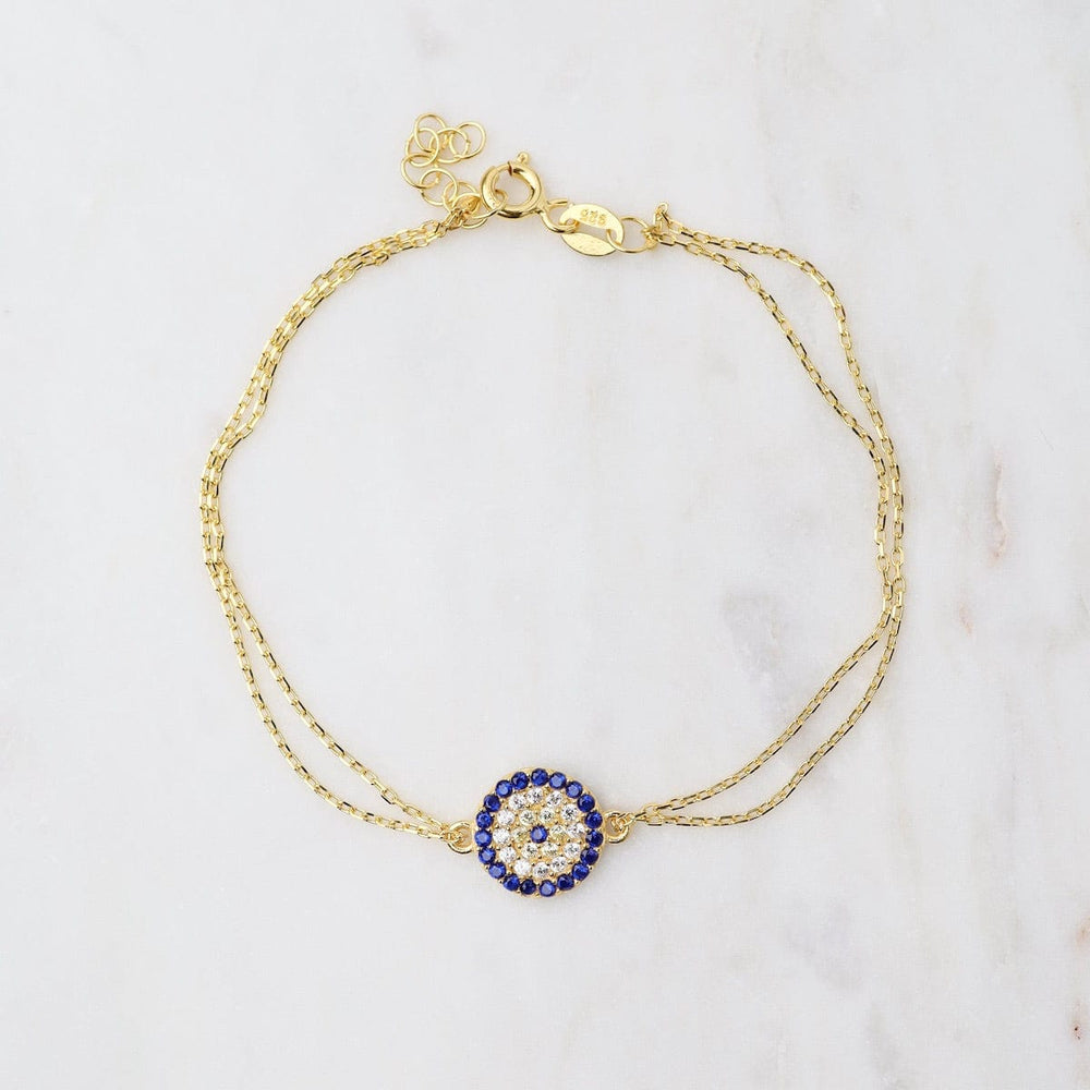 BRC-VRM CZ Evil Eye Bracelet - Gold Plated