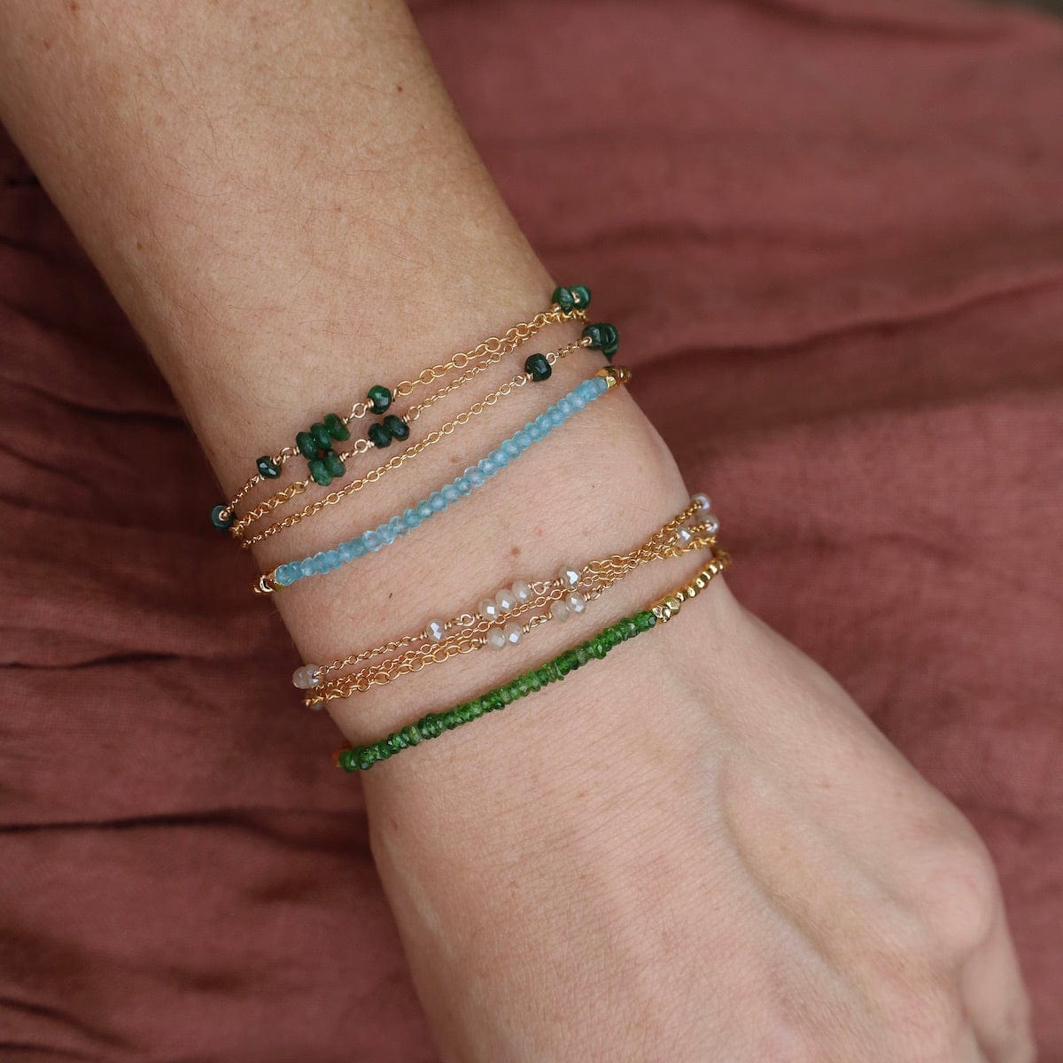 BRC-VRM Gemstone Rondelle Bracelet in Aqua