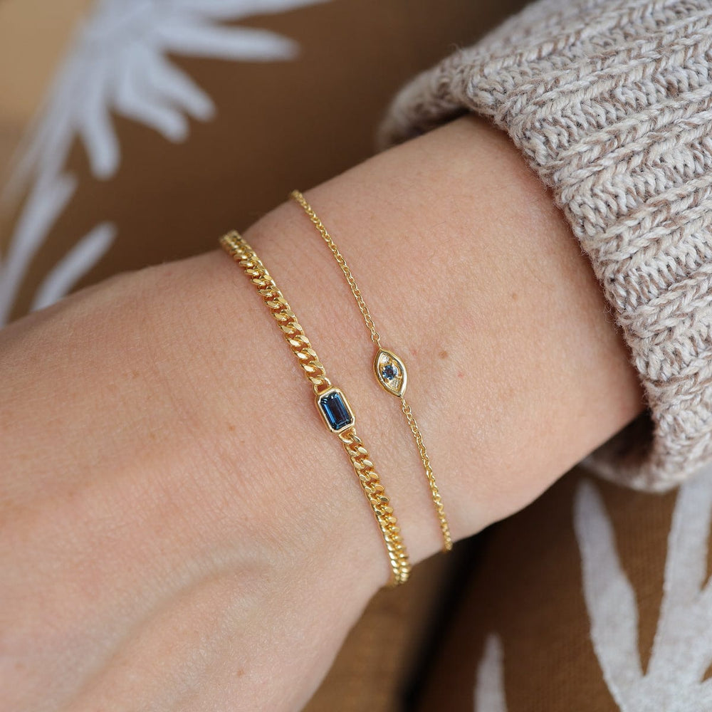 
                      
                        BRC-VRM Gold Vermeil Evil Eye with London Blue Topaz Bracelet
                      
                    