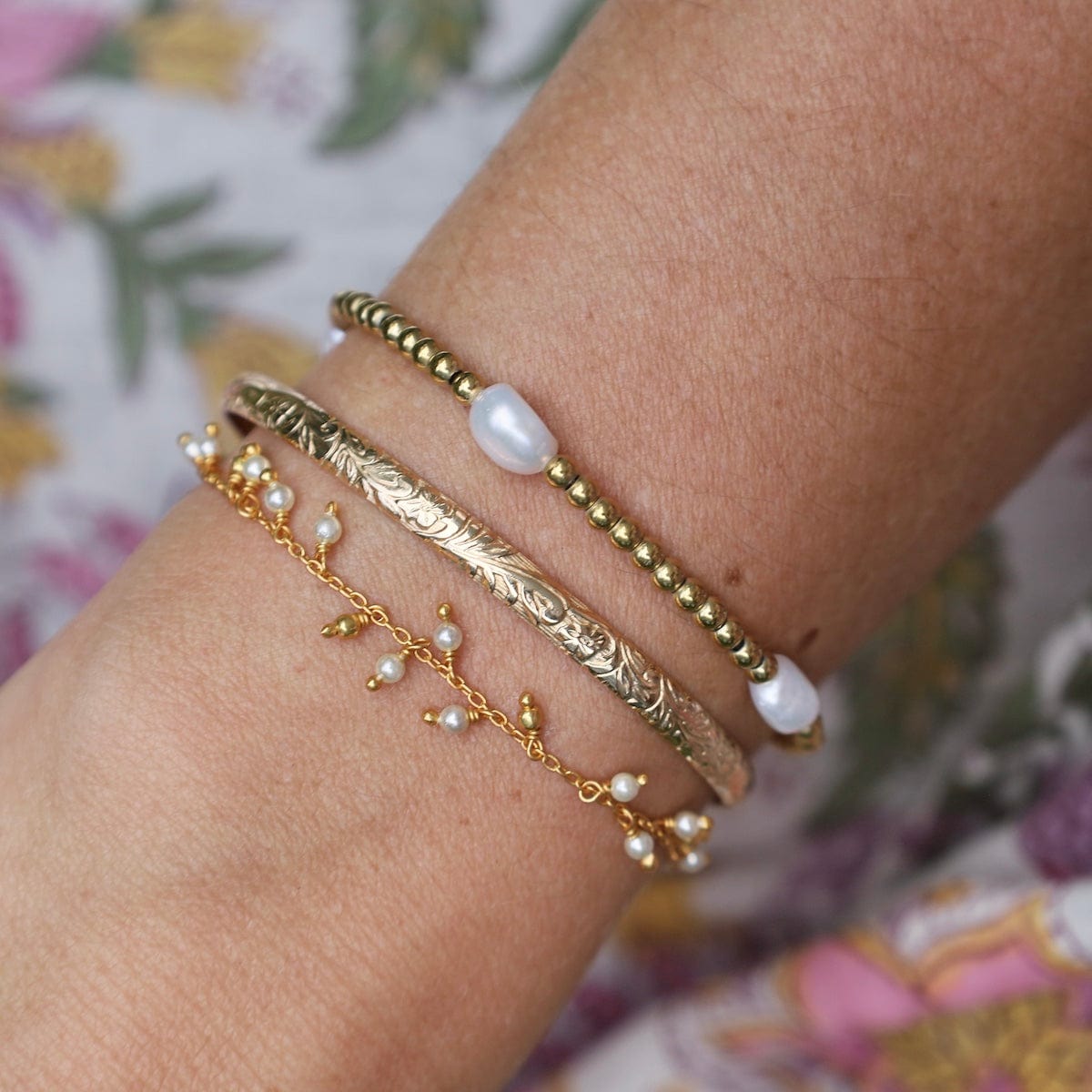 BRC-VRM Gold Vermeil Pearl Drop Bracelet