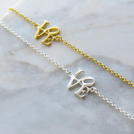 BRC-VRM Gold Vermeil Polished Mini LOVE Sculpture Bracelet