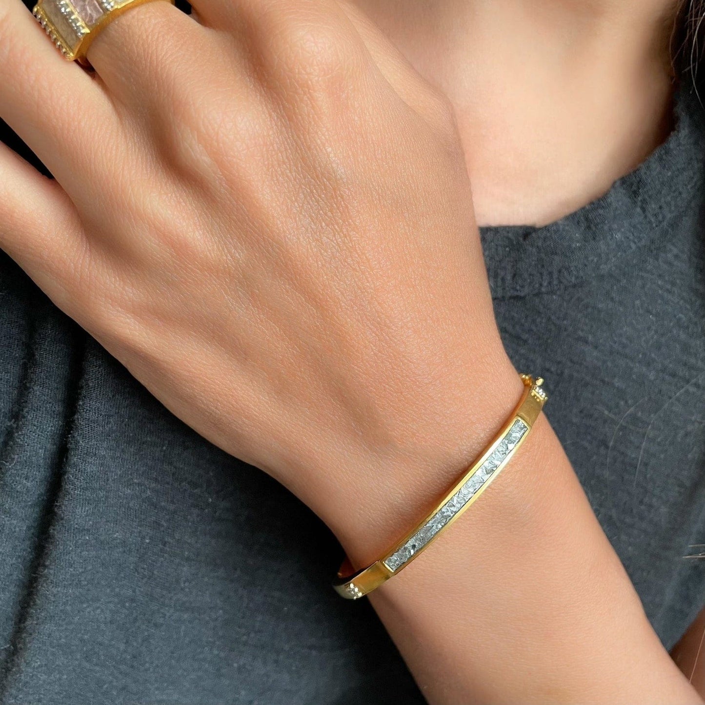 BRC-VRM Hapur Clasp Gold Vermeil Bangle Bracelet