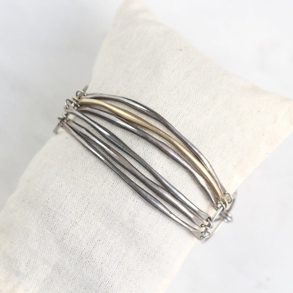 
                      
                        BRC-VRM Oxidized Silver Bar Bracelet with One 14k Gold Vermeil Bar
                      
                    