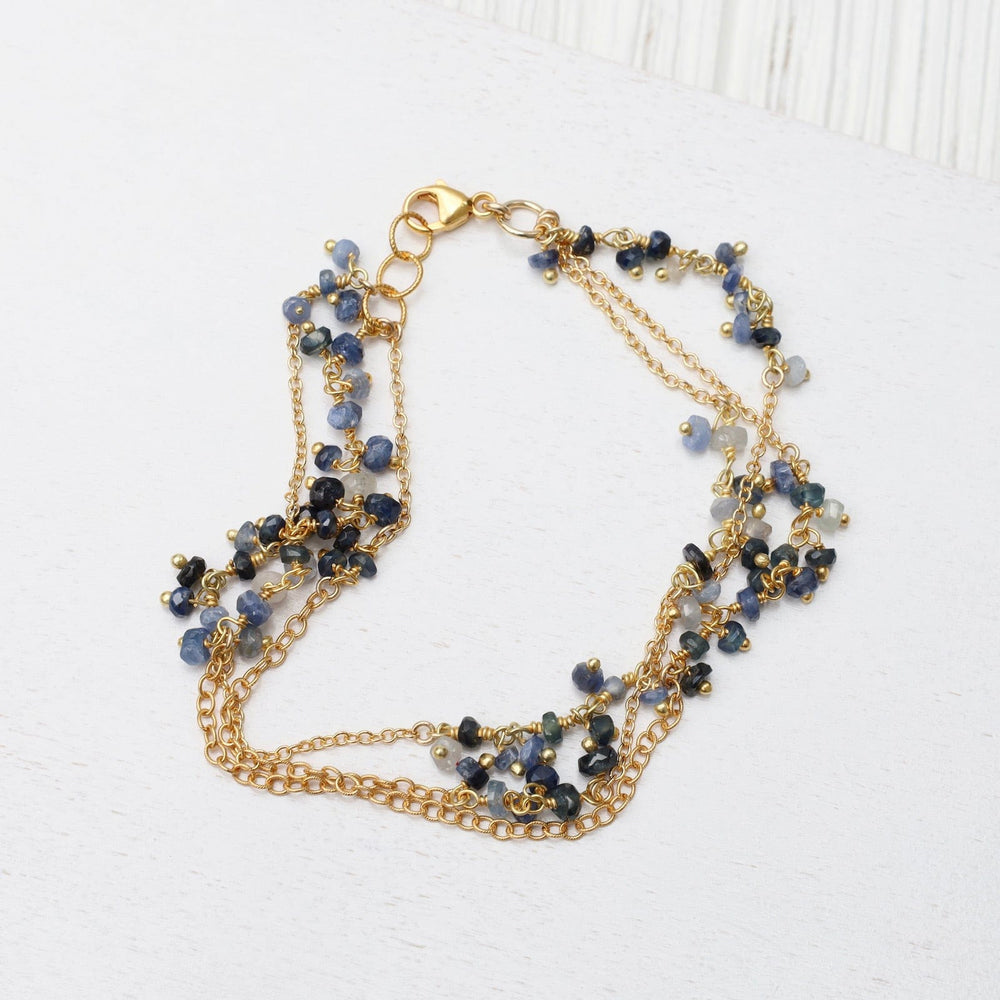 BRC-VRM Three Strand Gemstone Dangle Bracelet - Sapphire