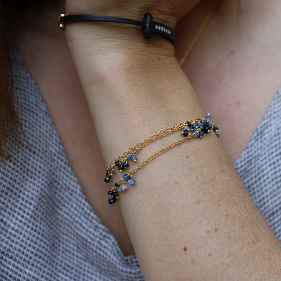 BRC-VRM Three Strand Gemstone Dangle Bracelet - Sapphire