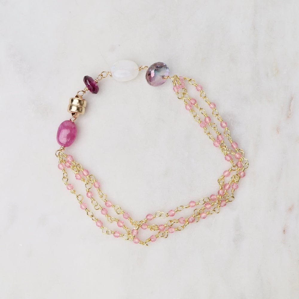 
                  
                    BRC-VRM Three Strand Hand Tied Pink Quartz Bead Chain with
                  
                