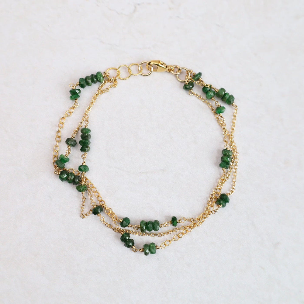 
                      
                        BRC-VRM Three Strand Rondelle Chain Bracelet - Green Garnet
                      
                    