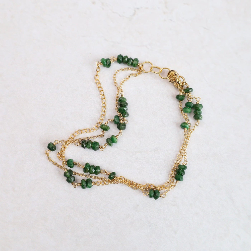 
                  
                    BRC-VRM Three Strand Rondelle Chain Bracelet - Green Garnet
                  
                