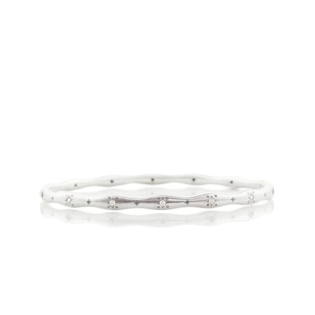 BRC Wavy Stepping Stone Bangle - Sterling Silver