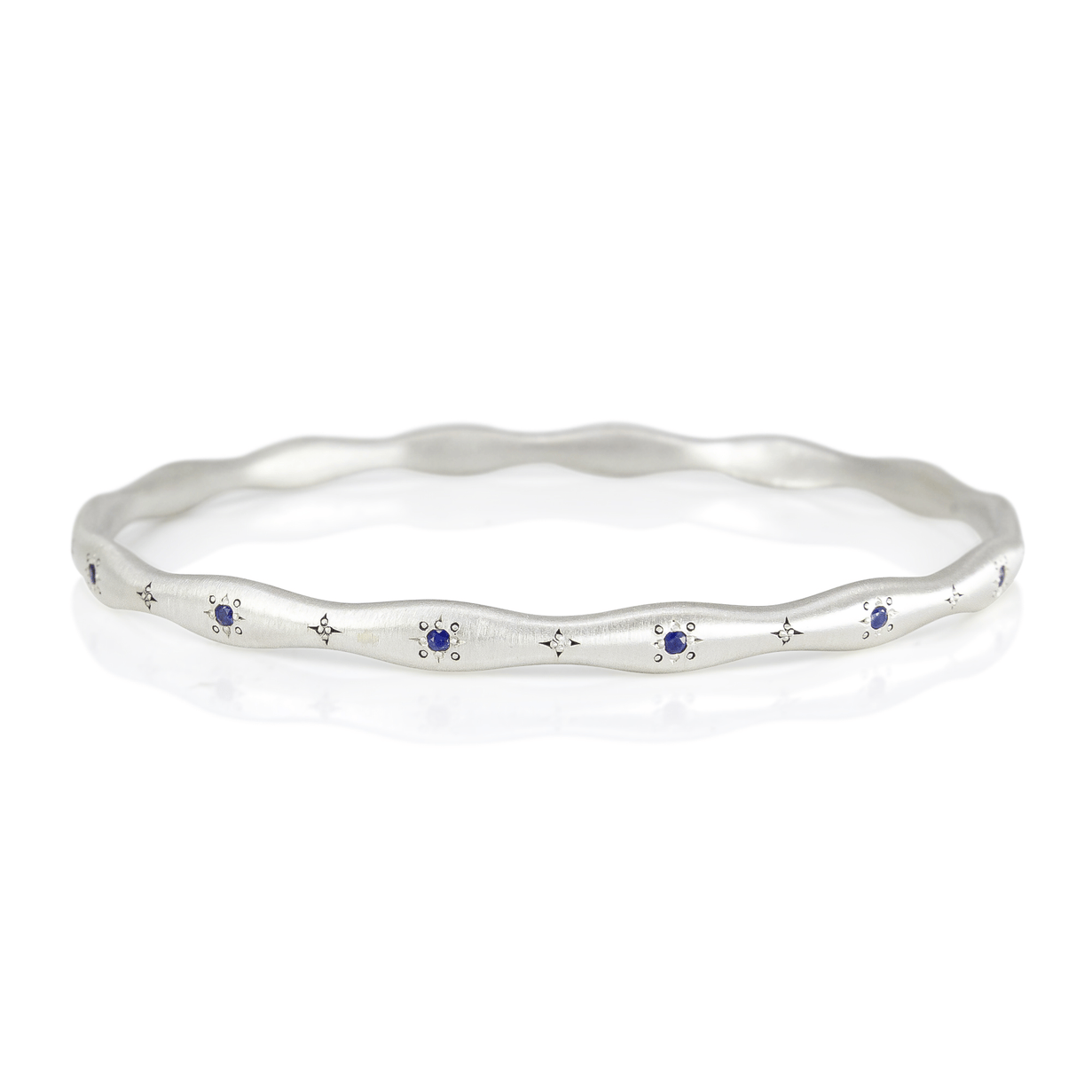 BRC Wavy Stepping Stone Bangle with Sapphire