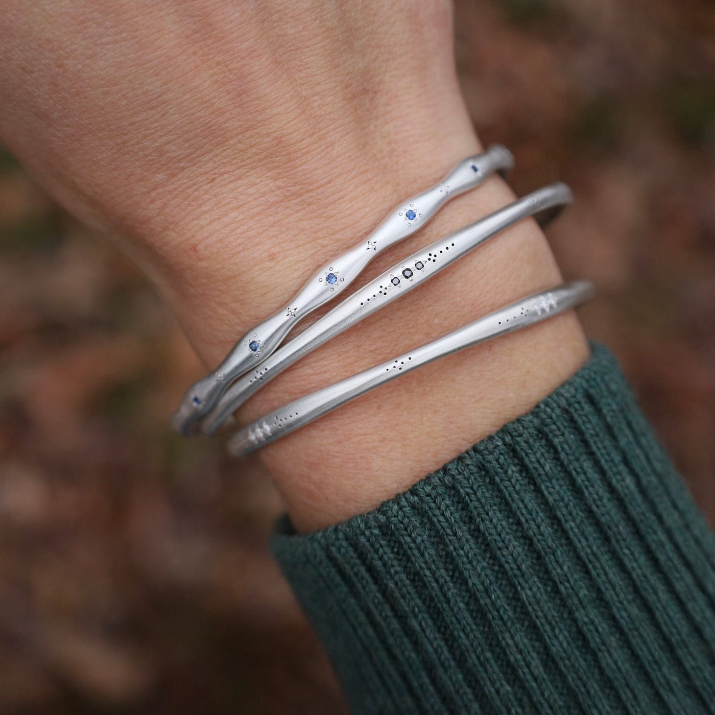 BRC Wavy Stepping Stone Bangle with Sapphire