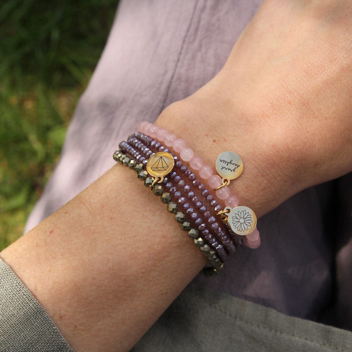 BRC Wildflower - Stretchy Purple Crystal Wrap Bracelet