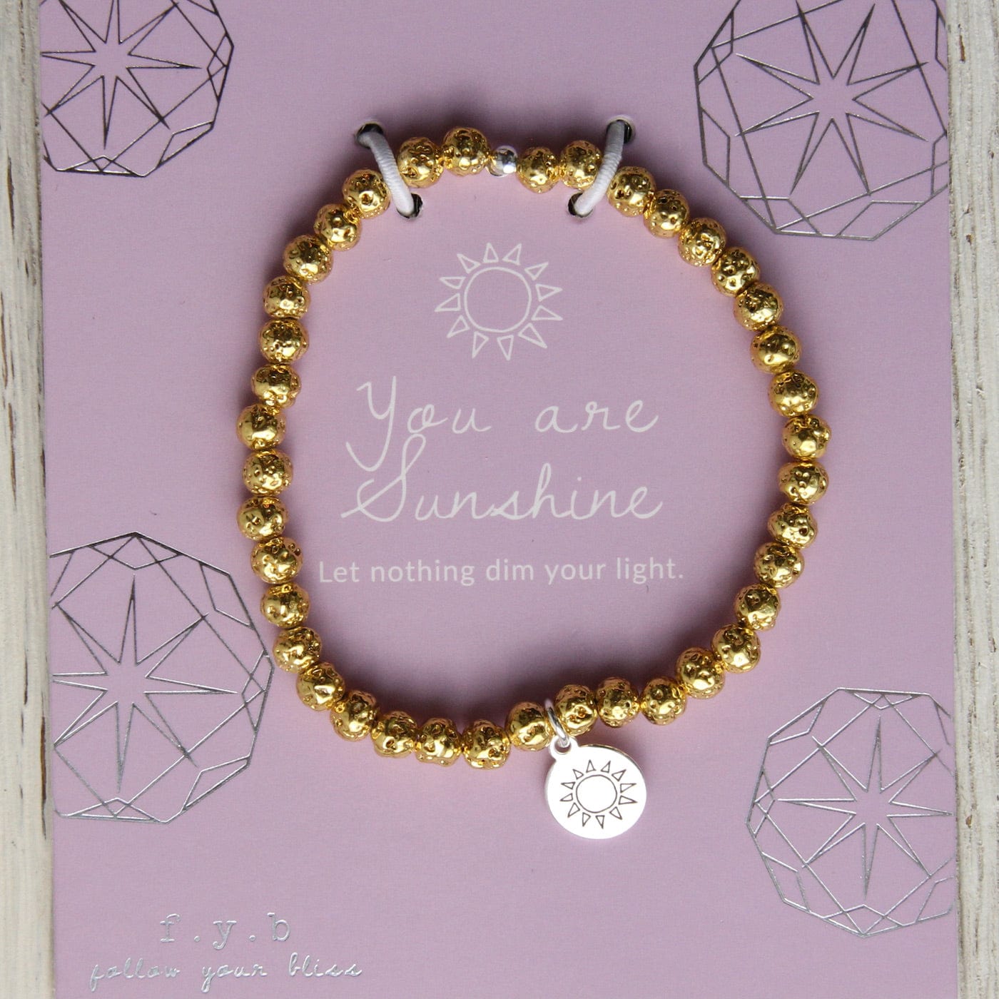 BRC You Are Sunshine - Stretchy Gold Lavastone Bracelet