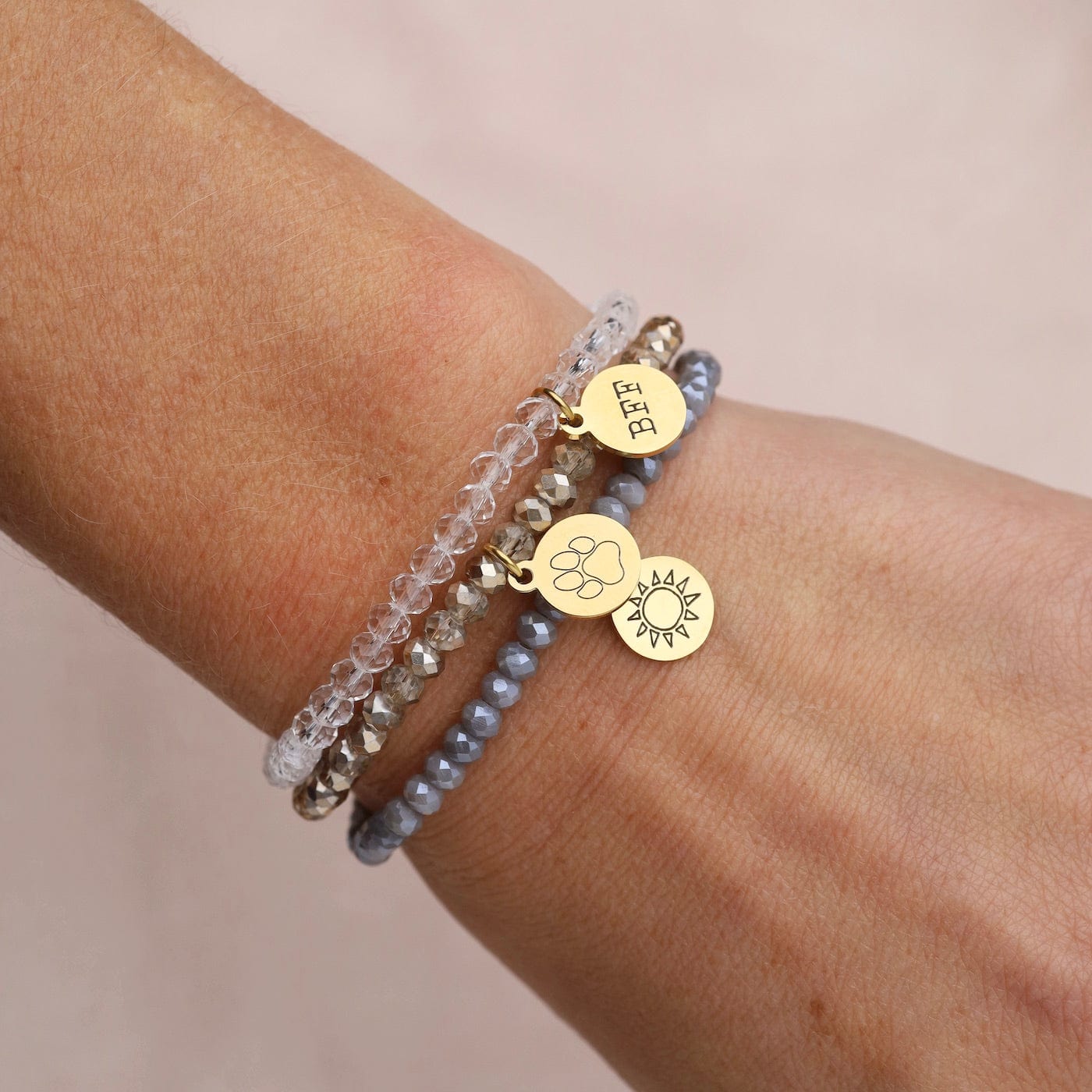 You Are Sunshine - Stretchy Grey Crystal Bracelet – Dandelion Jewelry