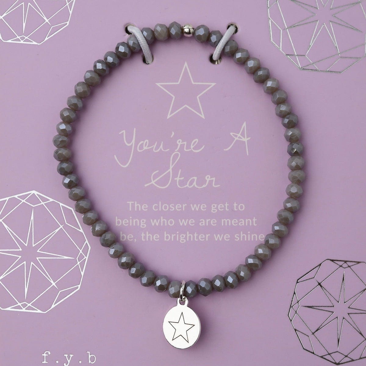 BRC You're a Star - Stretchy Grey Crystal Bracelet