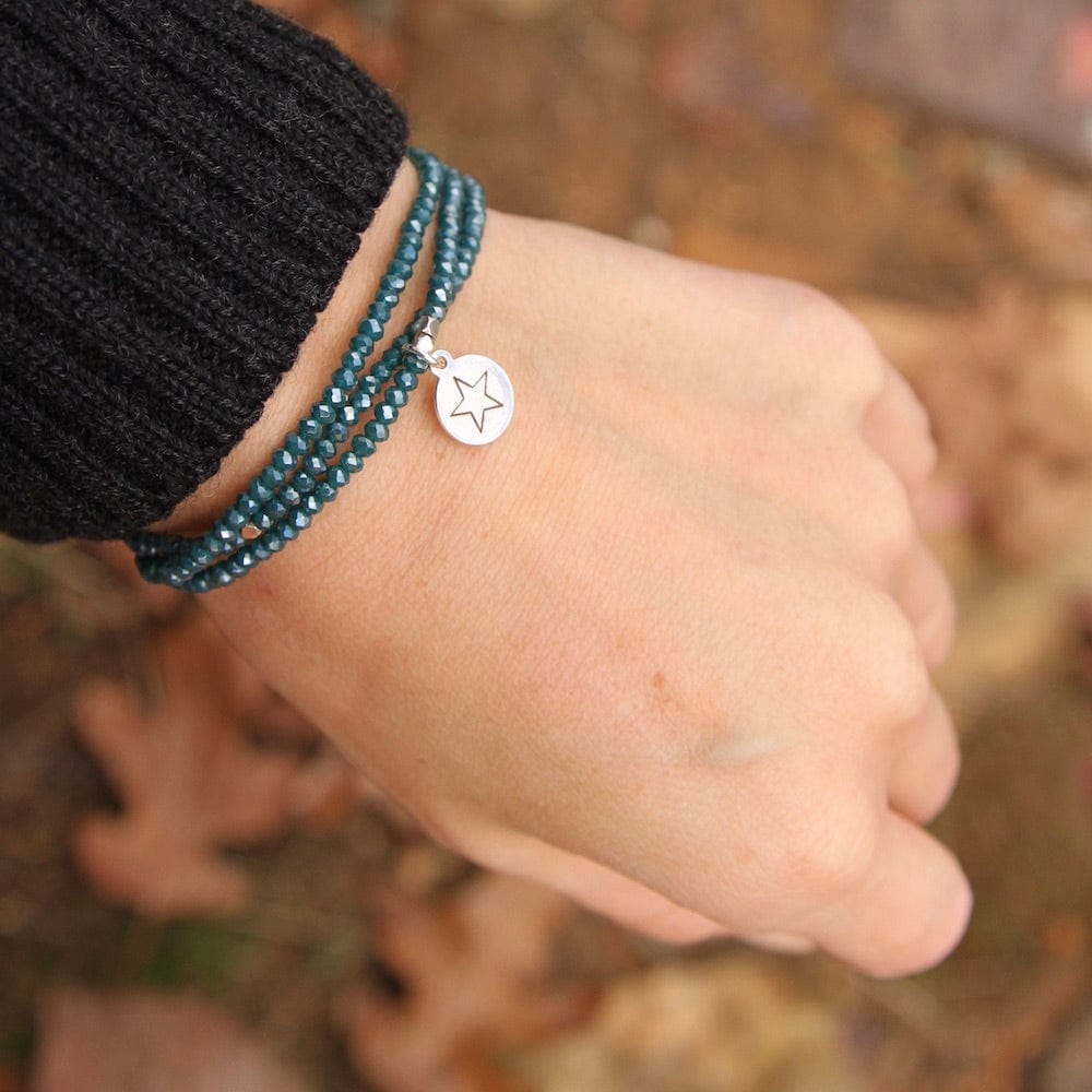 BRC You're A Star ~ Stretchy Teal Crystal Wrap Bracelet