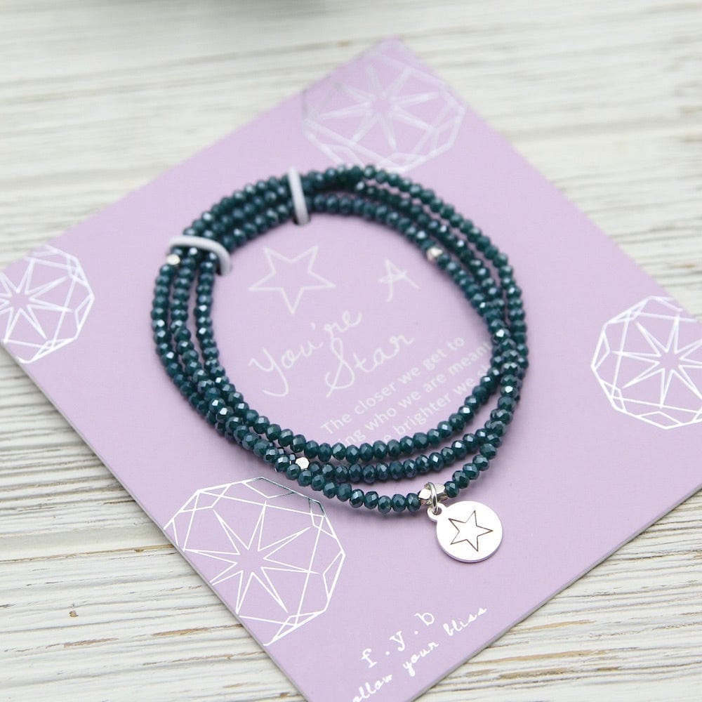 
                      
                        BRC You're A Star ~ Stretchy Teal Crystal Wrap Bracelet
                      
                    