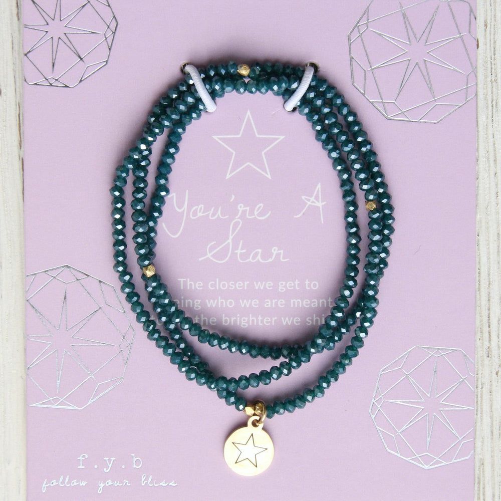 
                      
                        BRC You're A Star - Stretchy Teal Crystal Wrap Bracelet
                      
                    